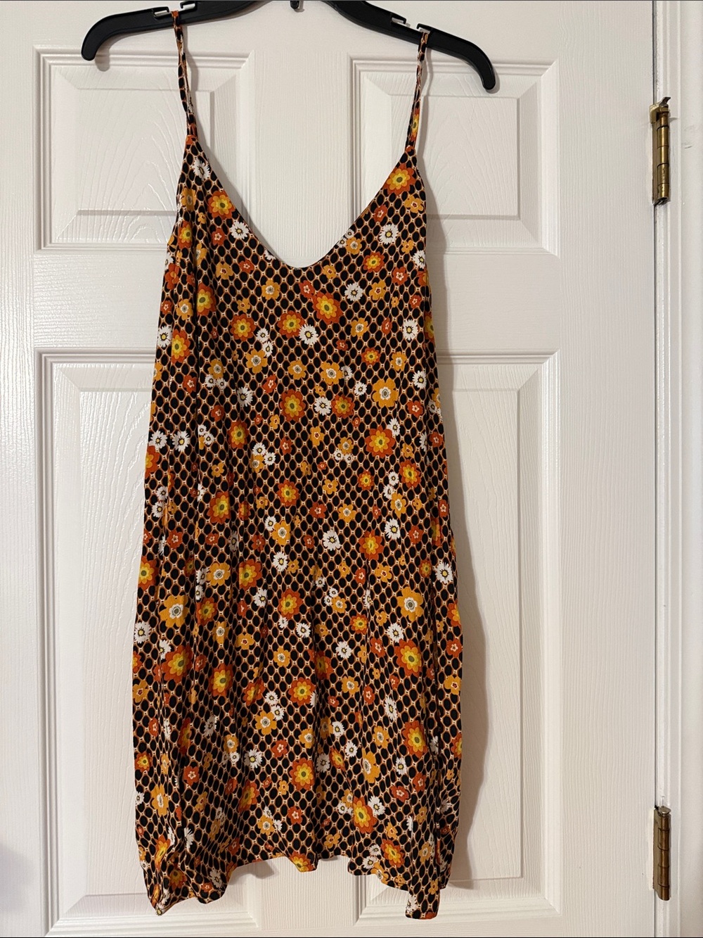 Floral Olivaceous Slip Dress in Black and Orange L